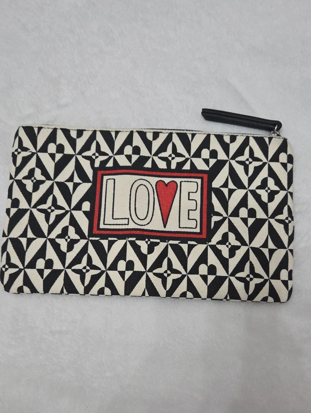 Brighton Black & White LOVE Zip Pouch with Red Heart